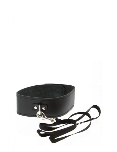 Wiązania-GP COLLAR AND LEASH BLACK - Uprzęże BDSM - 1