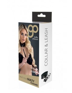 Wiązania-GP COLLAR AND LEASH BLACK - Uprzęże BDSM - 1 2