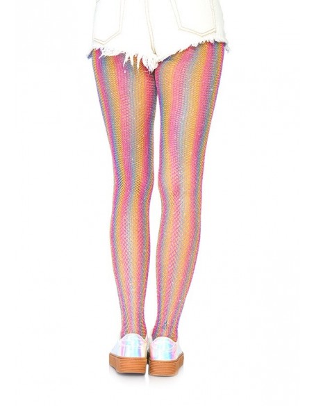 Tęczowe rajstopy Lurex rainbow fishnet tights - Rajstopy - 2