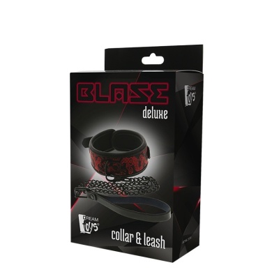 Obroża ze smyczą BLAZE DELUXE Collar & Leash - neoprenowa, regulowana klamrą pasową, z wymiennym łańcuchem - 1 2