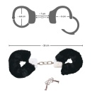 Kajdanki erotyczne Bad Kitty Black Plush – metalowe z pluszową osłoną, regulowany obwód, długość 28 cm - 4