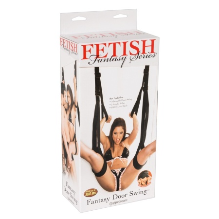 Huśtawka miłosna do drzwi Fantasy Door Swing Black – dwa akrylowe pręty, regulacja pasów 46–92 cm, nośność do 120 kg - 1