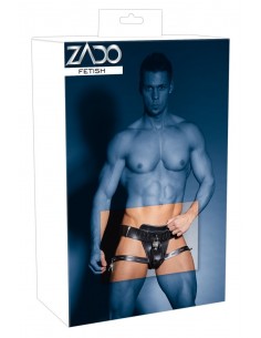 Skórzane stringi z klatką na penisa Leather Men's String L/XL - Stringi, slipy - 1