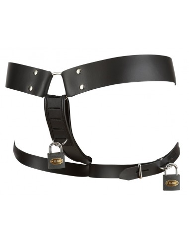 Skórzane stringi z klatką na penisa Leather Men's String L/XL - Stringi, slipy - 6