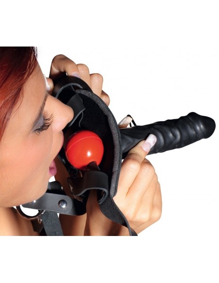 Knebel BDSM Leatherhead Harness With Dildo - Kneble do ust - 4