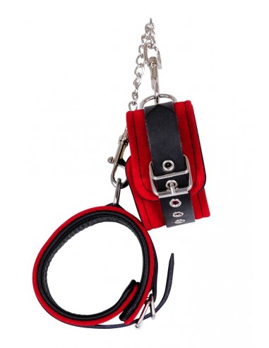 Kajdanki Leather Ankle Cuffs Red - Kajdanki erotyczne - 4