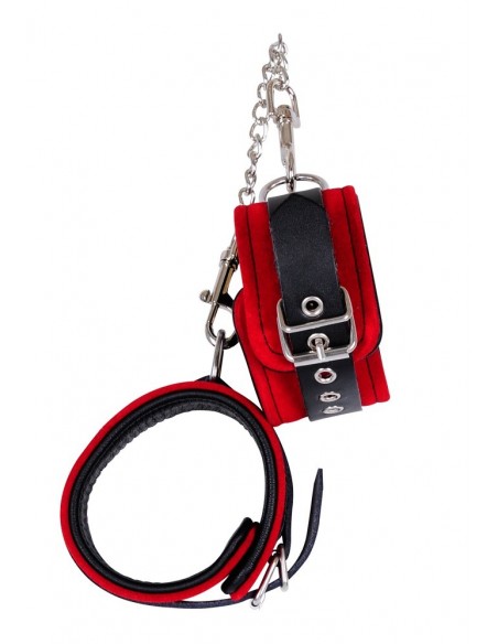Kajdanki Leather Ankle Cuffs Red - Kajdanki erotyczne - 4