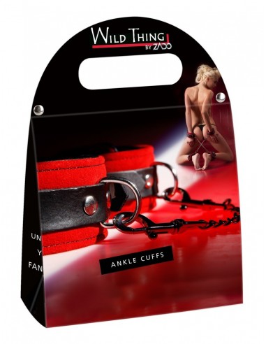 Kajdanki Leather Ankle Cuffs Red - Kajdanki erotyczne - 6