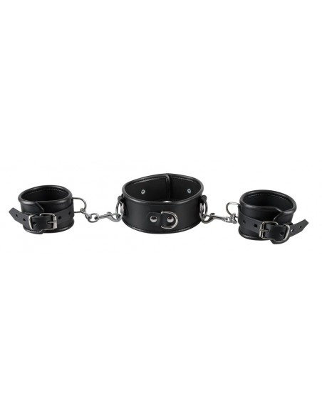 Kajdanki Leather Neck And Hand Cuffs - Kajdanki erotyczne - 2