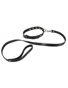 Leather Collar and Leash - Uprzęże BDSM - 1 2