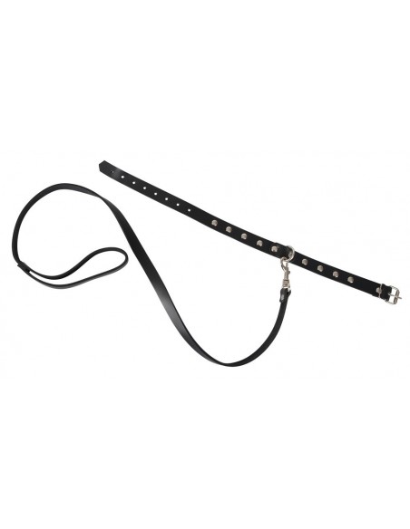 Leather Collar and Leash - Uprzęże BDSM - 3
