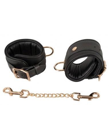 Kajdanki Leather Handcuffs Gold - Kajdanki erotyczne - 5
