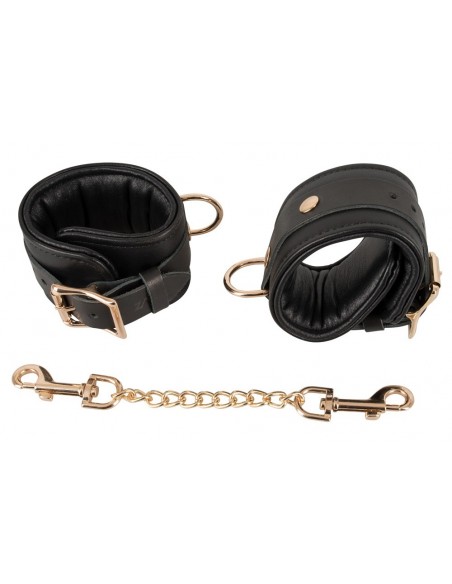 Kajdanki Leather Handcuffs Gold - Kajdanki erotyczne - 5