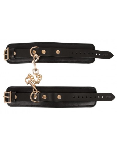 Kajdanki Leather Handcuffs Gold - Kajdanki erotyczne - 7