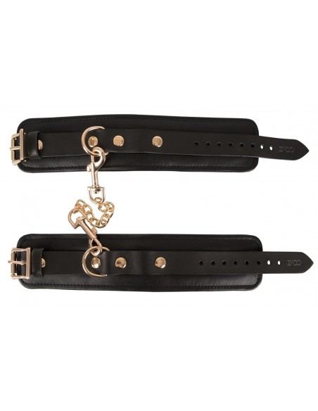 Kajdanki Leather Handcuffs Gold - Kajdanki erotyczne - 7