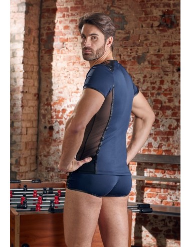 Granatowy top z wycięciem Men's Shirt S - Koszule, koszulki, podkoszulki - 4