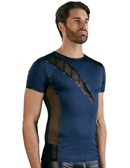 Granatowy top z wycięciem Men's Shirt S - Koszule, koszulki, podkoszulki - 6