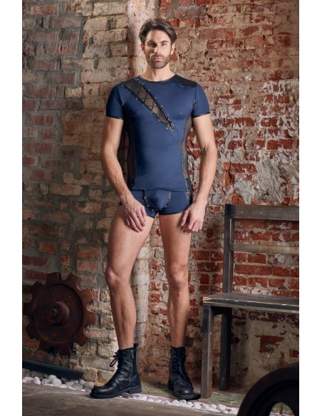 Granatowy top z wycięciem Men's Shirt S - Koszule, koszulki, podkoszulki - 9