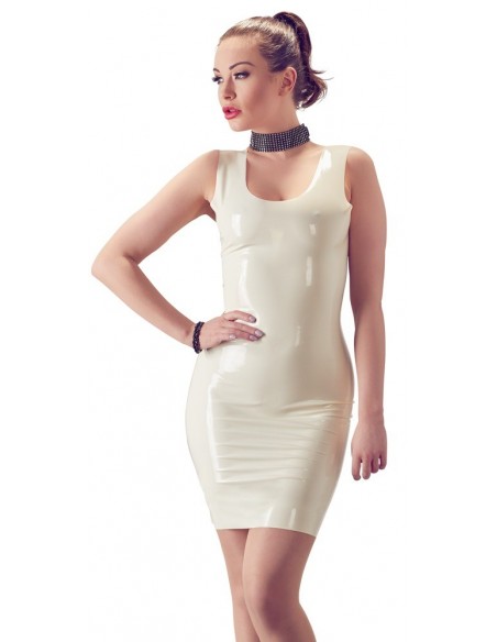 Biała opinająca sukienka Latex Mini Dress S - Wetlook, Vinyl, Datex, Latex - 2