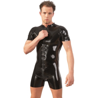 Kostium ultra seks Men's Latex Playsuit - 1 2