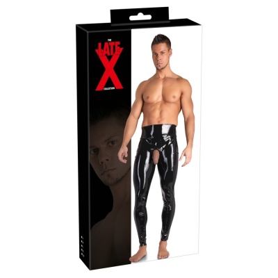 Leginsy z otworem na penisa Men's Latex Leggings - 1