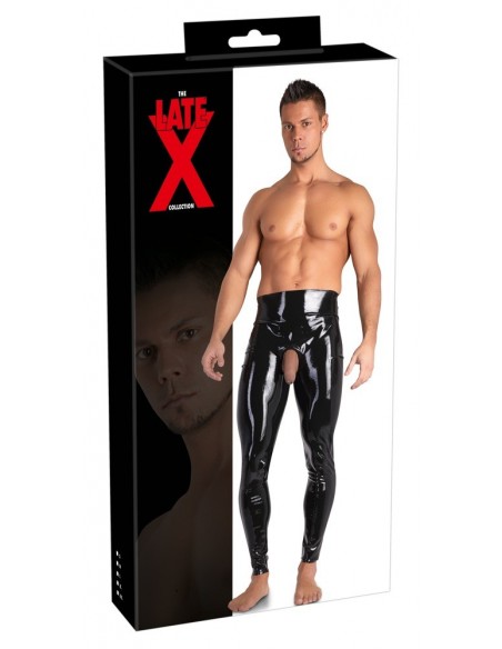 Leginsy z otworem na penisa Men's Latex Leggings S - Spodnie, spodenki, spódnice - 1