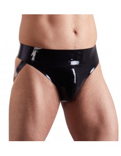 Klasyczne slipy z odkrytym tyłem Men's Latex Jockstrap M - Stringi, slipy - 1 2