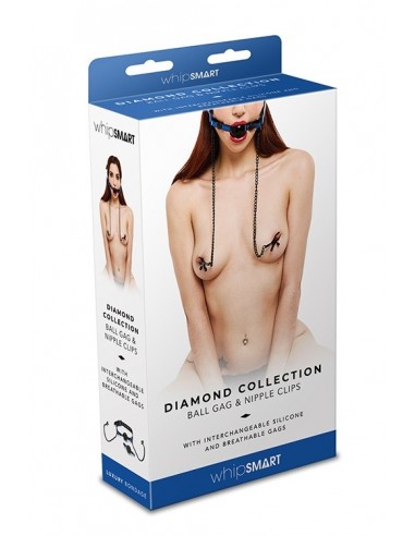 Knebel BDSM Whipsmart Diamond Ball Gag W Nipple Clip - Kneble do ust - 3