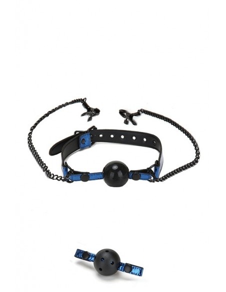 Knebel BDSM Whipsmart Diamond Ball Gag W Nipple Clip - Kneble do ust - 1