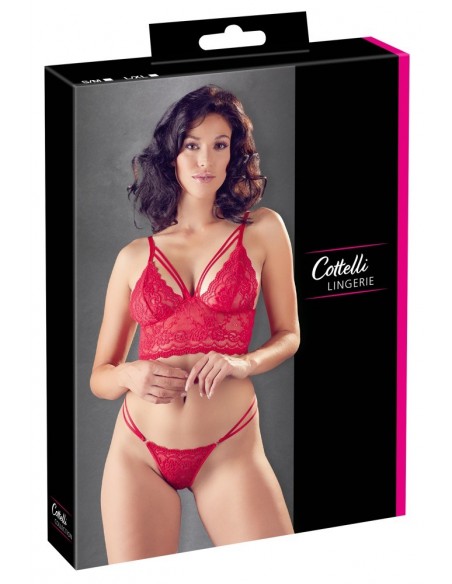 Komplet koronkowy Bra and String red S/M - Komplety bielizny erotycznej - 1