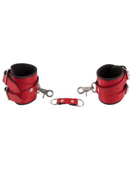 Uprząż BDSM z kajdankami i obrożą Bad Kitty Harness Set Red - Zestawy BDSM - 9