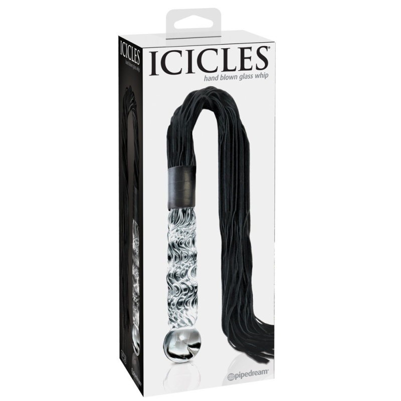 Pejcz szklany z dildo Icicles No. 38, ręcznie dmuchany, 63 cm - 1