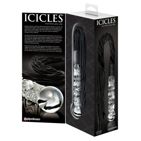 Pejcz szklany z dildo Icicles No. 38, ręcznie dmuchany, 63 cm - 4