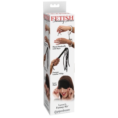Zestaw BDSM Lover's Fantasy Kit – Kajdanki z Dźwignią Bezpieczeństwa i Flogger, 29,5 cm - 1