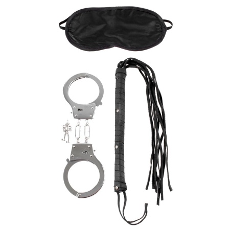 Zestaw BDSM Lover's Fantasy Kit – Kajdanki z Dźwignią Bezpieczeństwa i Flogger, 29,5 cm - 2
