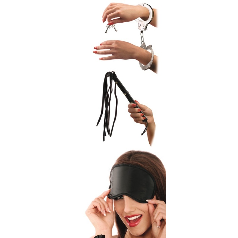 Zestaw BDSM Lover's Fantasy Kit – Kajdanki z Dźwignią Bezpieczeństwa i Flogger, 29,5 cm - 3