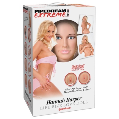 Lalka erotyczna Hannah Harper Life-Size — dmuchana 150 cm, zdejmowany masturbator TPR z dwoma kanałami - 1