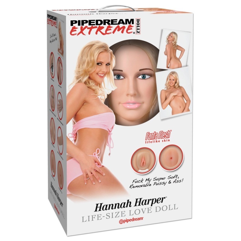 Lalka erotyczna Hannah Harper Life-Size — dmuchana 150 cm, zdejmowany masturbator TPR z dwoma kanałami - 1