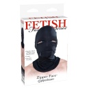 Maska fetyszowa FFS Zipper Face Hood Black – elastyczny kaptur onesize z zamkami błyskawicznymi nad oczami i ustami - 1