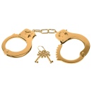Kajdanki metalowe Gold Metal Cuffs z zamkiem kluczykowym i przyciskiem quick-release, dł. 10,2 cm - 2