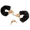 Kajdanki Gold Deluxe Furry Cuffs — pluszowe wykończenie, drążek bezpieczeństwa i regulowany obwód - 2
