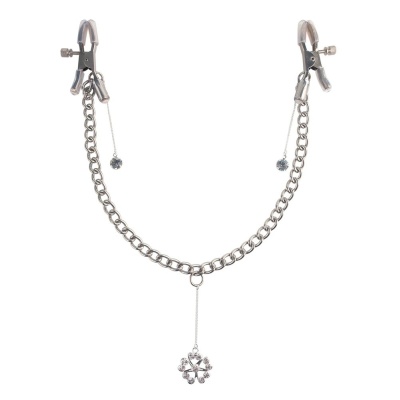 Zaciski na sutki Crystal Nipple Clamps – regulacja nacisku, metal i akryl, waga 27 g - 1 2