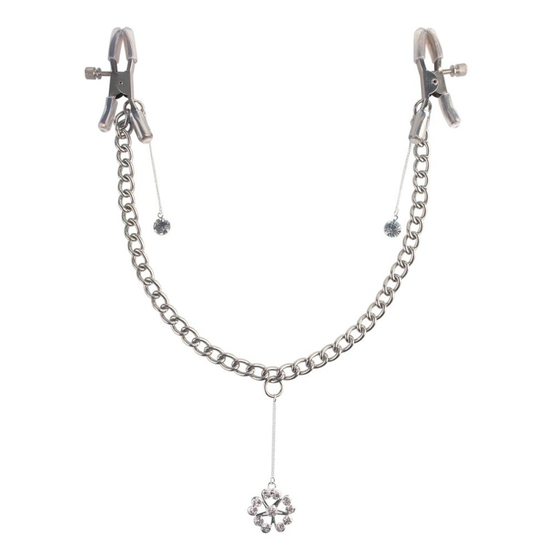 Zaciski na sutki Crystal Nipple Clamps – regulacja nacisku, metal i akryl, waga 27 g - 2