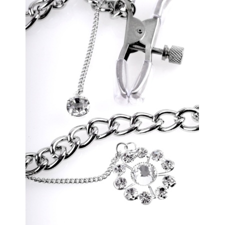 Zaciski na sutki Crystal Nipple Clamps – regulacja nacisku, metal i akryl, waga 27 g - 3