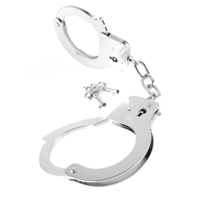Kajdanki Metal Handcuffs Silver – zamek mechaniczny, pasek bezpieczeństwa i 2 klucze - 1 2