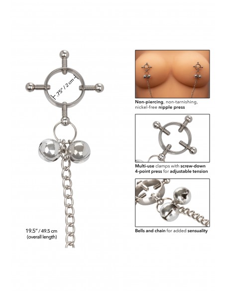 Klipsy na sutki 4-Point Nipple Press W Bells - Klamry i klipsy na sutki - 5