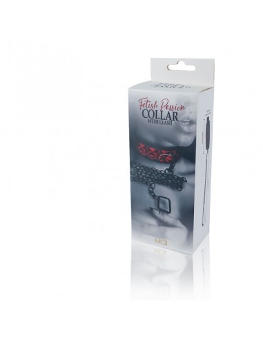 BTB FETISH COLLAR WITH LEASH RED - Uprzęże BDSM - 2