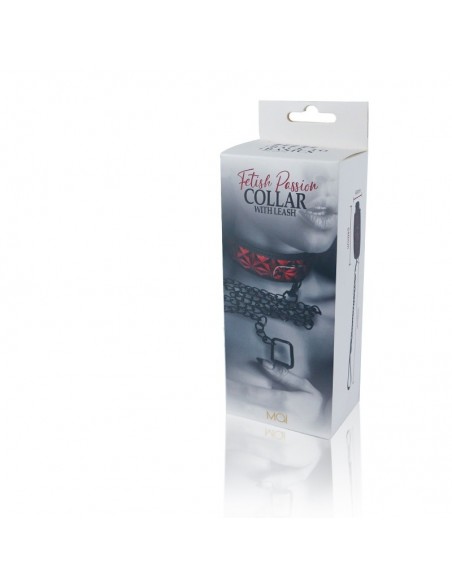 BTB FETISH COLLAR WITH LEASH RED - Uprzęże BDSM - 2