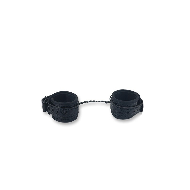 Mankiety na Kostkę Black - Regulowane Pasy z Klamrą i Łańcuchem 25,5 cm, Obwód do 39,5 cm - 1