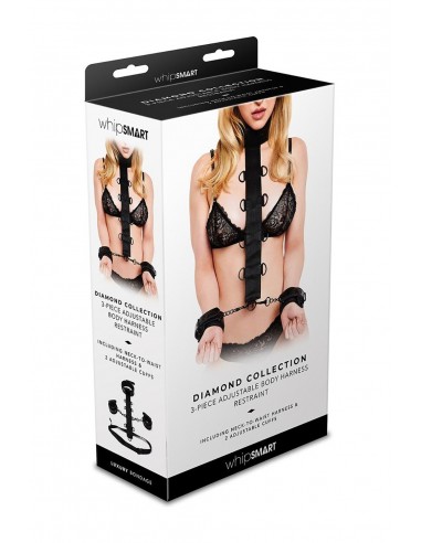 Kajdanki Whipsmart Diamond 3Pc Restraint Set Blk - Kajdanki erotyczne - 3